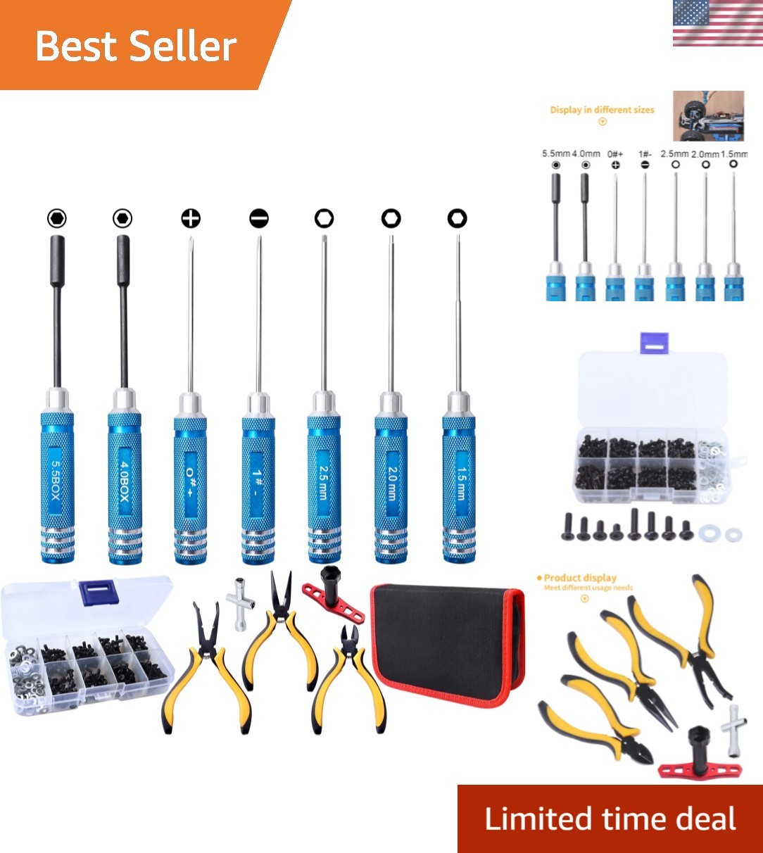 Versatile RC Tool Bag with Screwdrivers, Pliers, and Wrenches for Easy Repairs