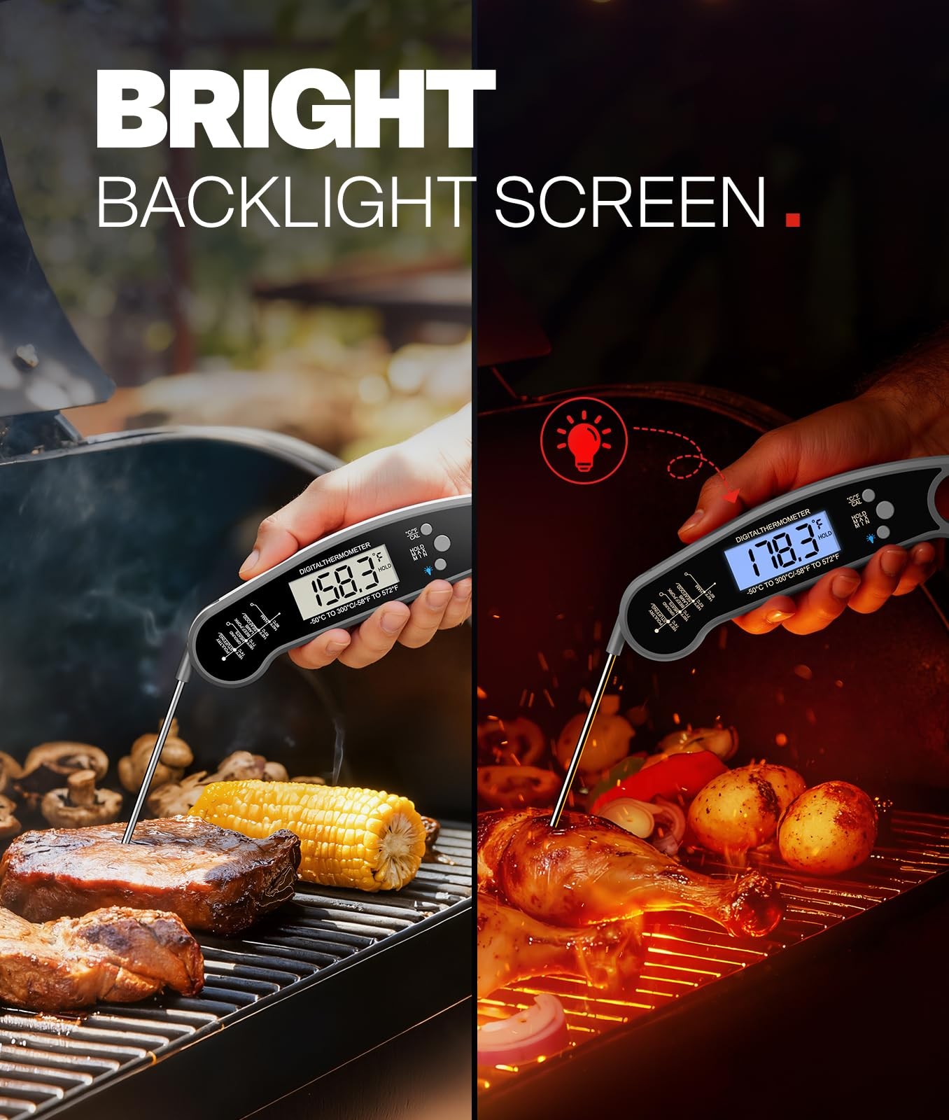 ONFIKY Wireless Meat Thermometer Digital Bluetooth Instant Read Grey