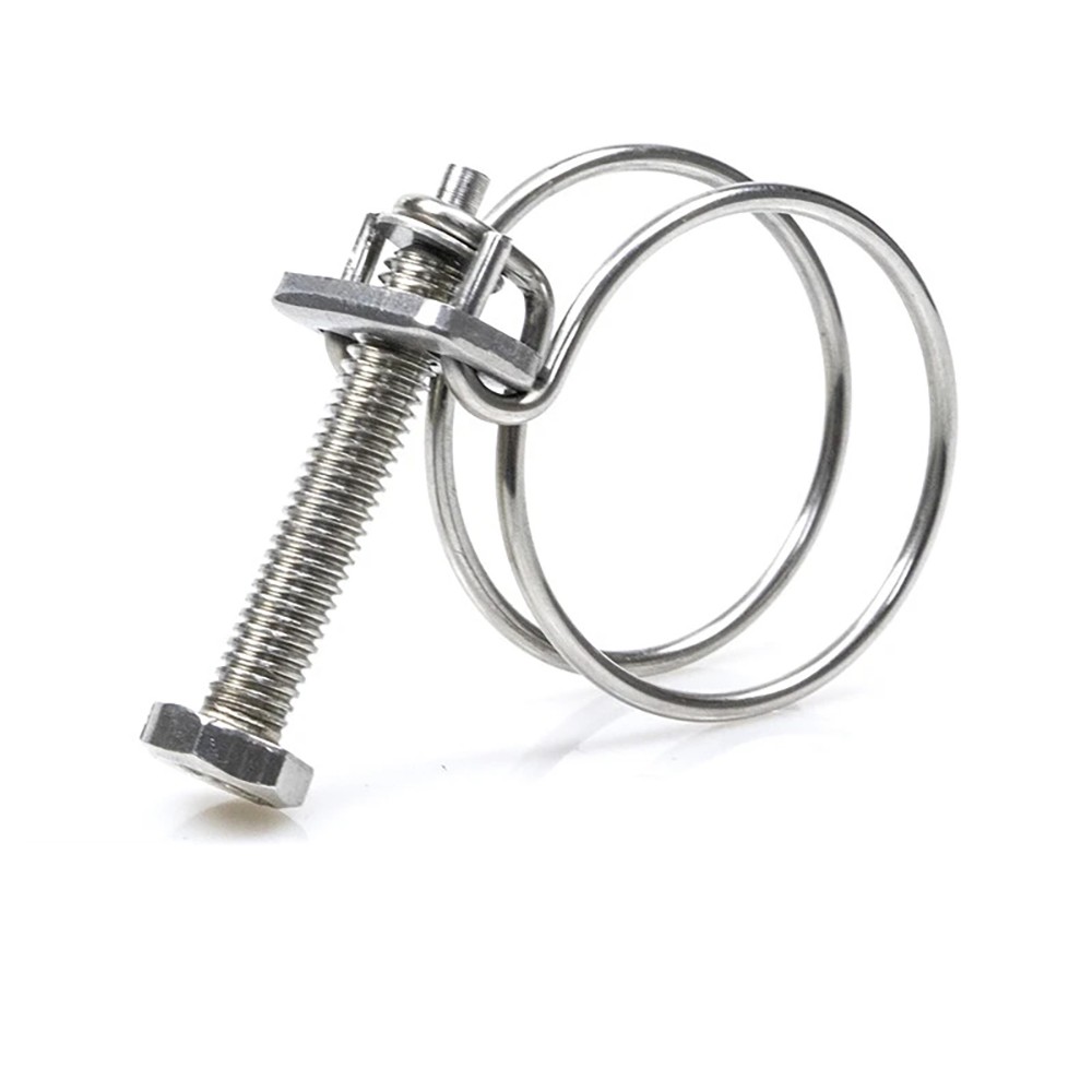 304 Stainless Steel Double Wire Hose Clamp 9mm-290mm Adjustable Pipe Tube Clips