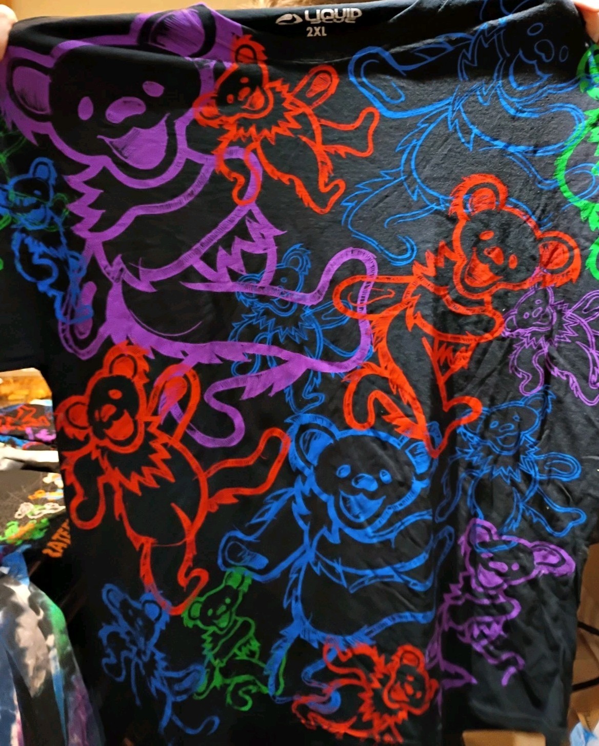 Liquid Blue Grateful Dead Neon Color SILHOUETTE DANCING BEARS TShirt  BUY4=1FREE