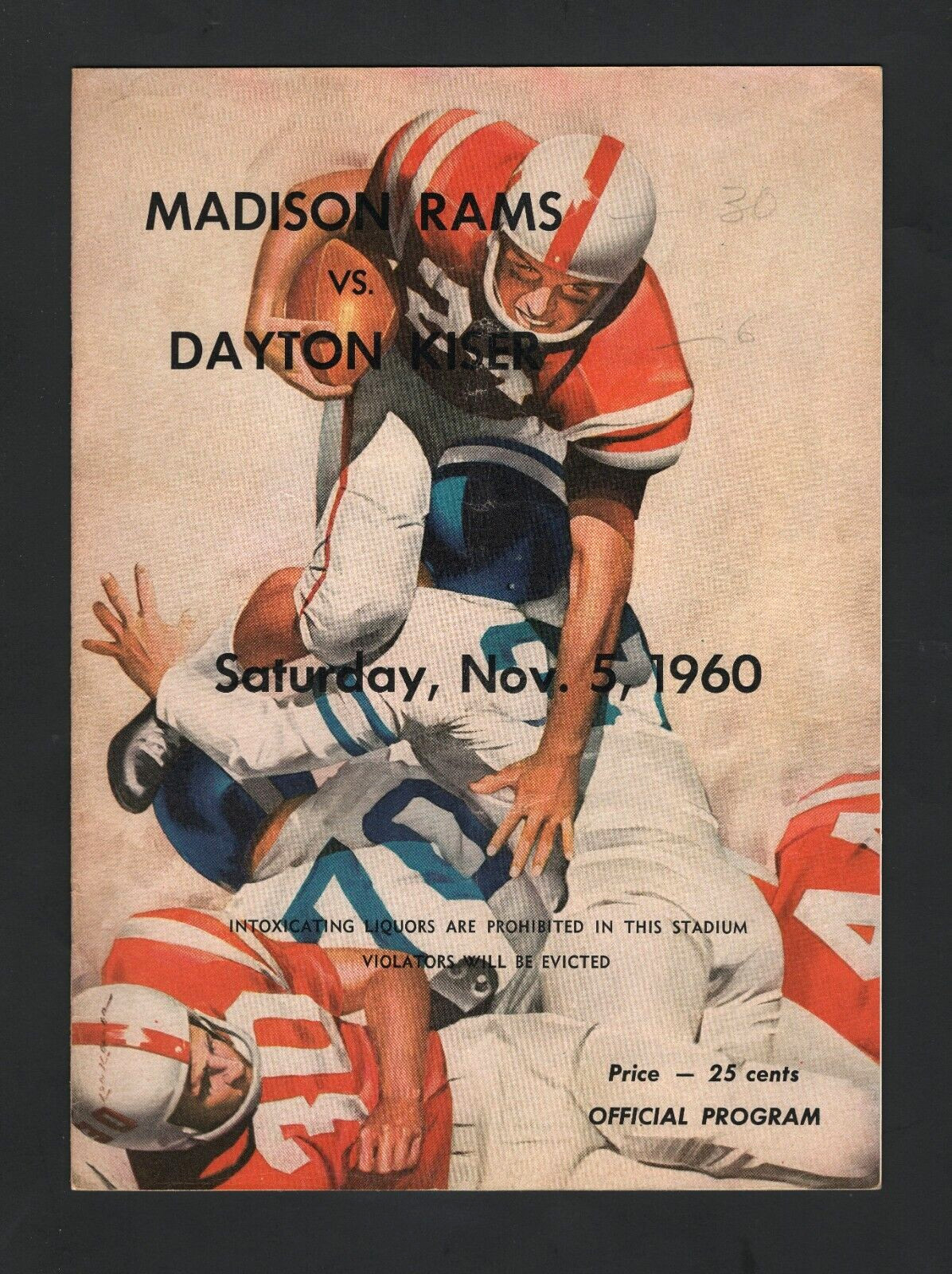 11/05/1960 Madison vs Kiser, Ohio High School Football Program  #M1640