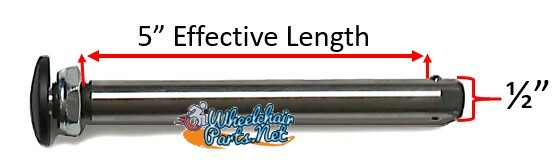 1/2" x 5" Quick release axle for wheelchairs, BIG button