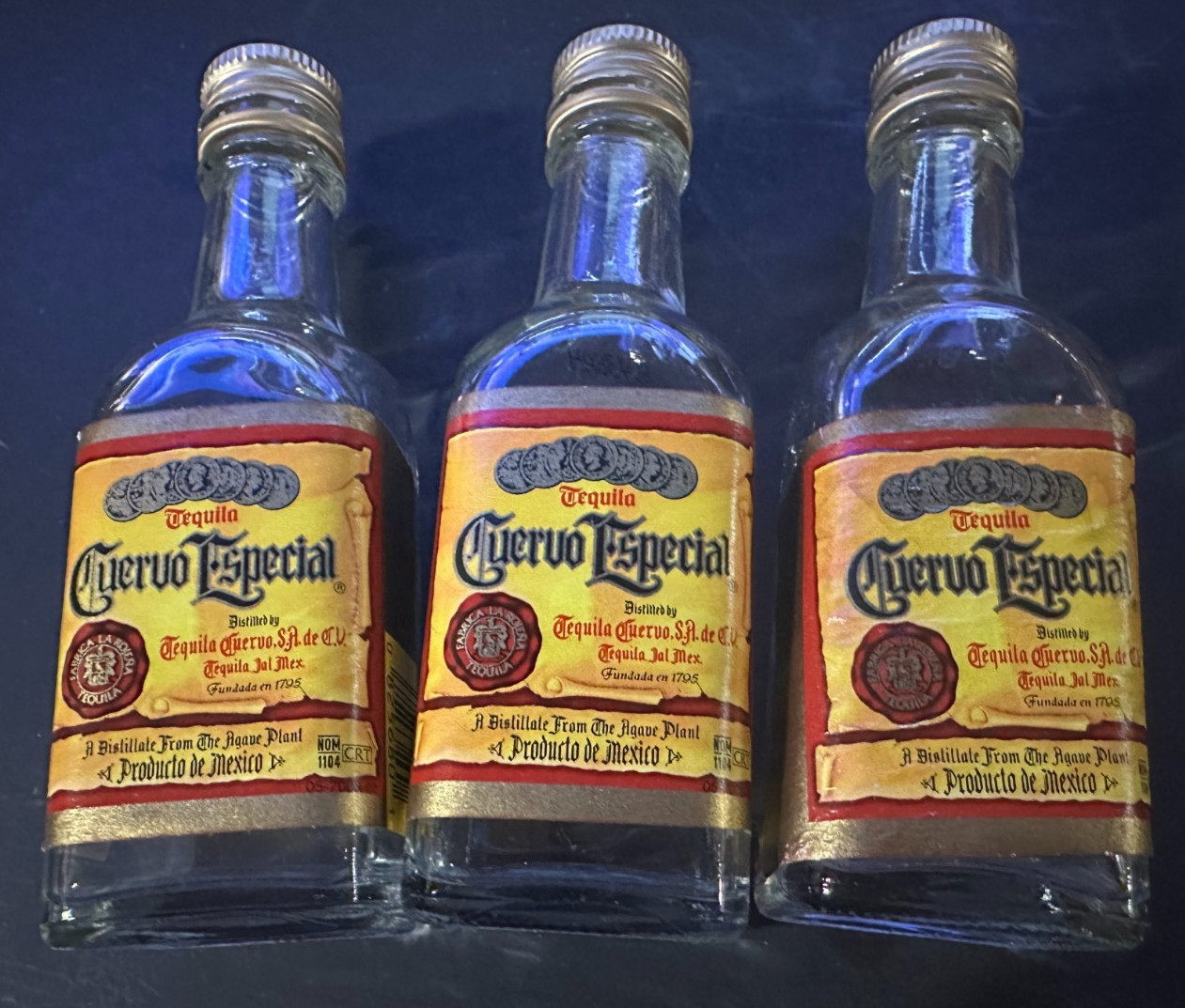 3  Vintage Jose Cuervo Especial Tequila Mini Glass Bottles   EMPTY   Free Ship