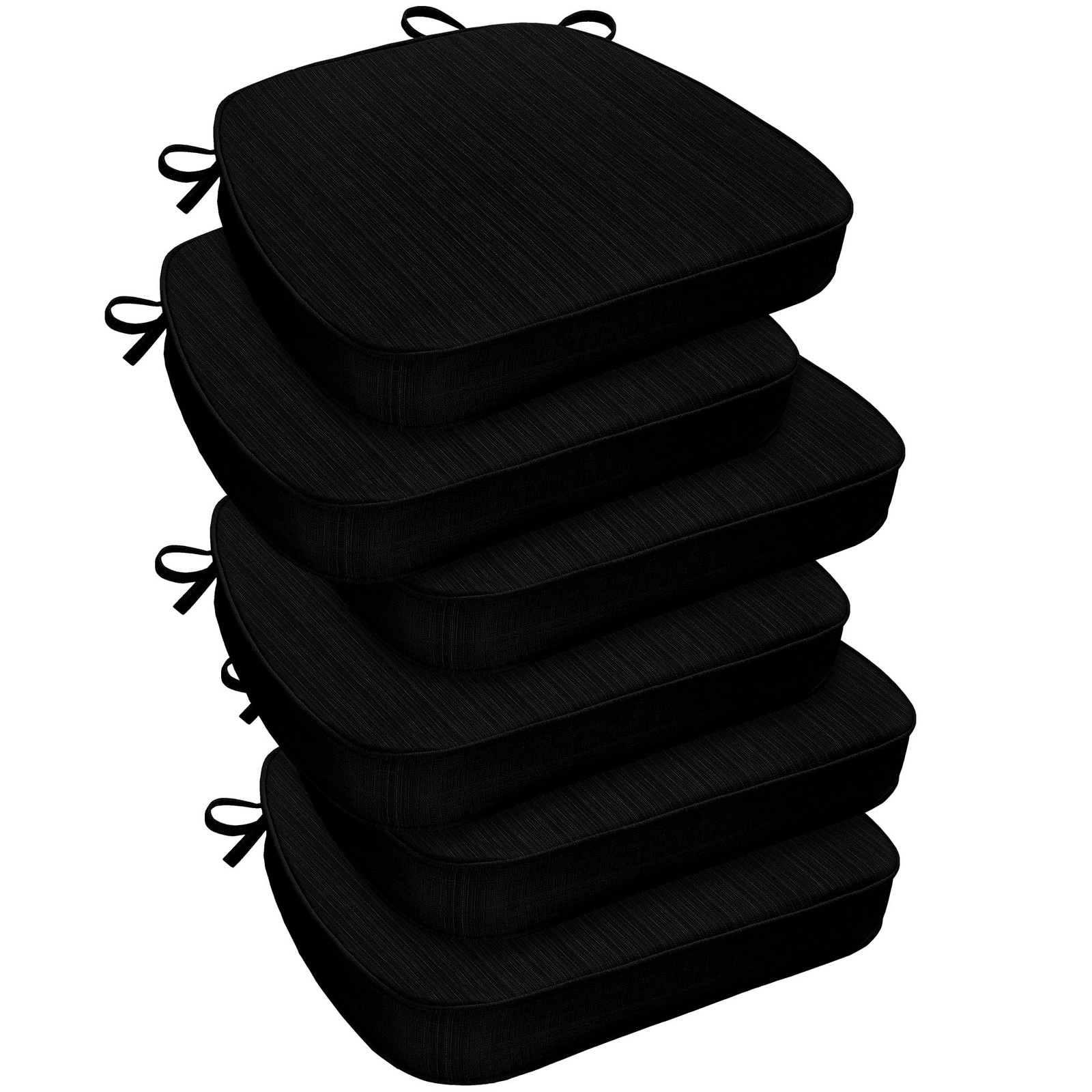downluxe Chair Cushions for Dining Chairs, 6 Count (Pack of 1), Black