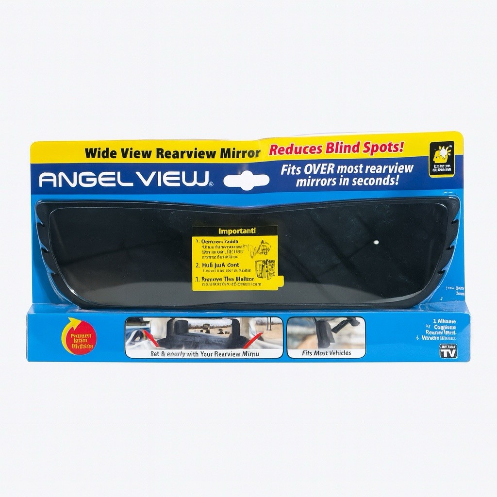 Angel View As Seen On TV 12" Wide-Angle Rear View Mirror Clip-on for Cars SUV