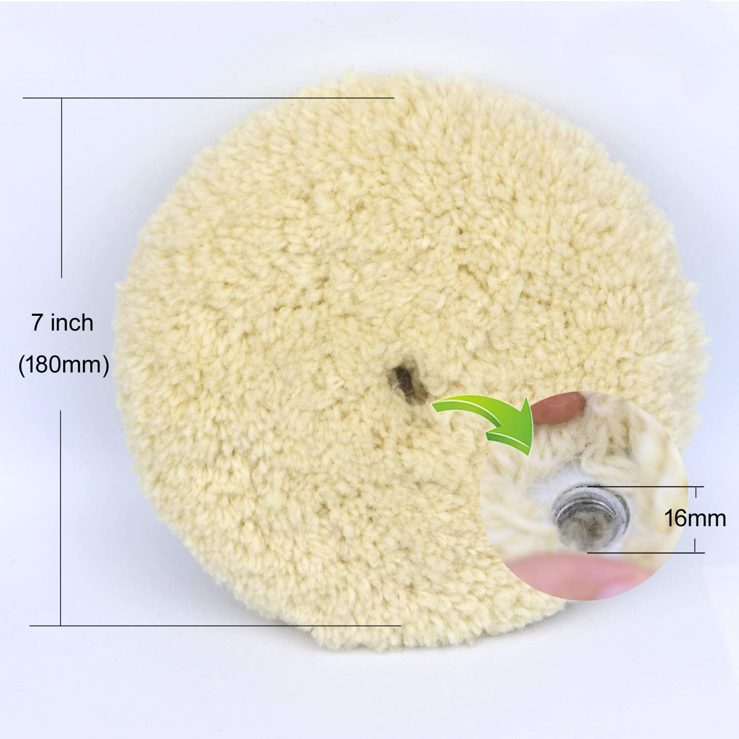 Double Side Wool Polishing Pads 7" Buffing Pad Hook & Loop For Cutting Polishing