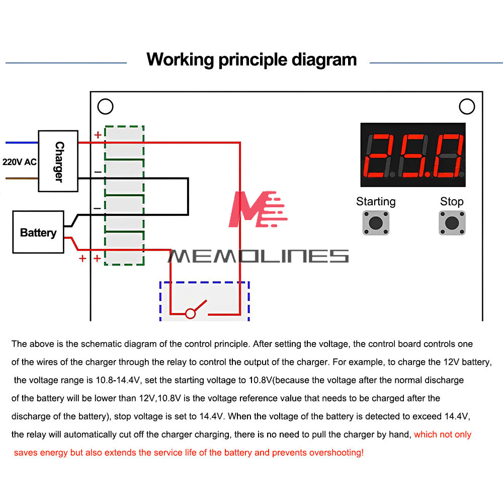 6-60V Battery Charge Control Module Digital Overcharge Protection Switch Module