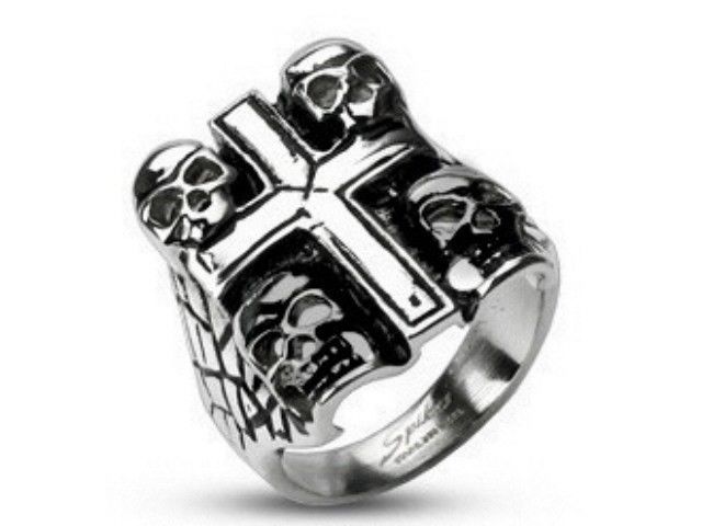 Men's Knight Ring Steel 316L Cross 4 Skull Skull Skull New 2023