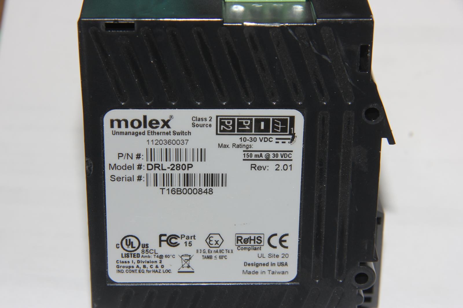 MOLEX DRL-280P 8-Port Industrial Ethernet Switch