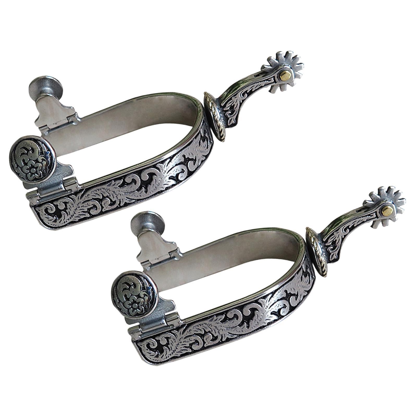 2Pcs Horse Spurs Boots Spurs Equestrian Accessory Anti Rust Engraved Boots Spurs