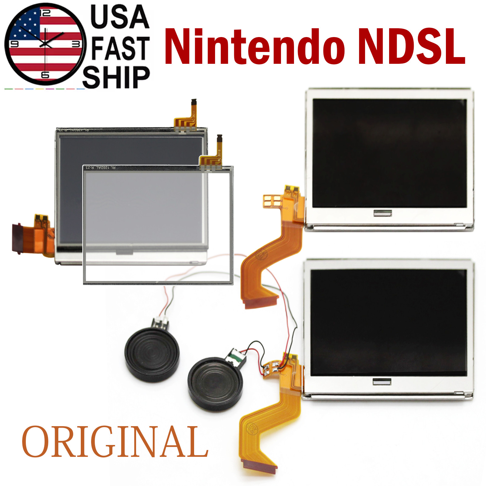 Top / Bottom Digitizer LCD Touch Screen For Nintendo DS Dual Screen Lite NDSL US