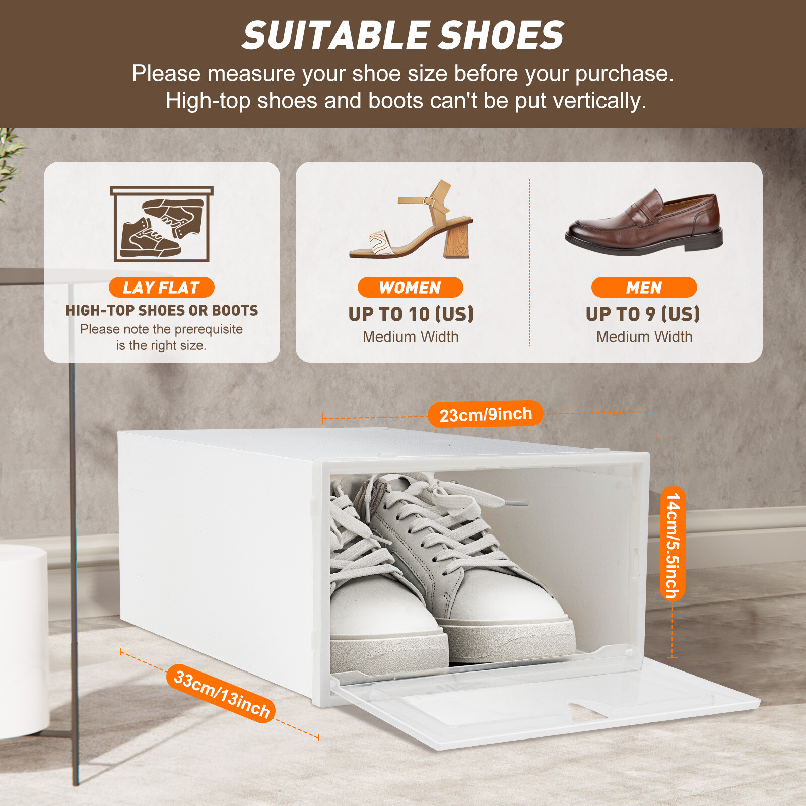 20 Pack Shoe Boxes Plastic Shoe Organizer for Closet Stackable Shoe Containers