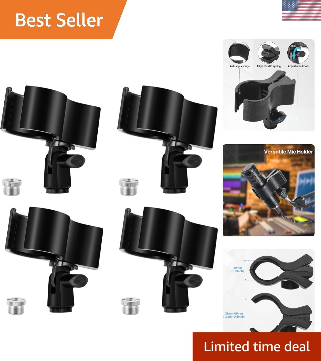 Durable Microphone Holders with Adjustable Tilt for Condenser Mics - 4 Pieces