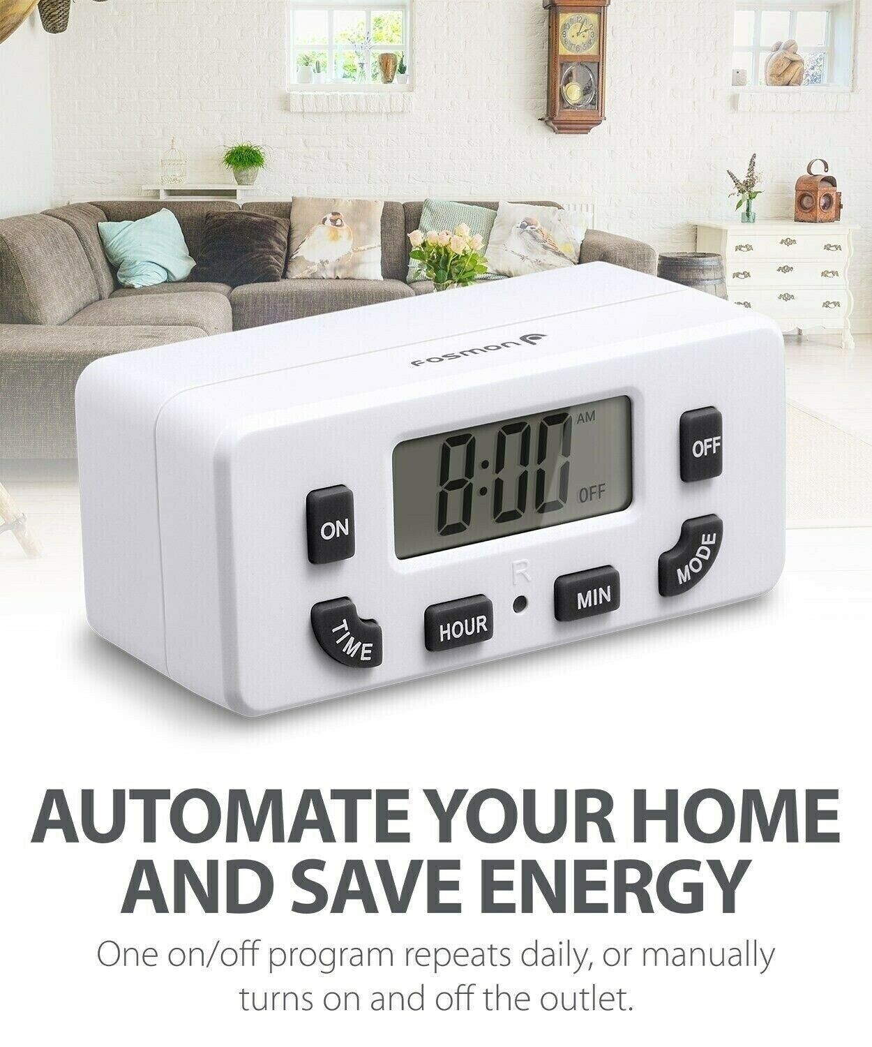 2x Digital LCD Clock Timer Outlet Plug In Switch Electric 24 Hour Programmable