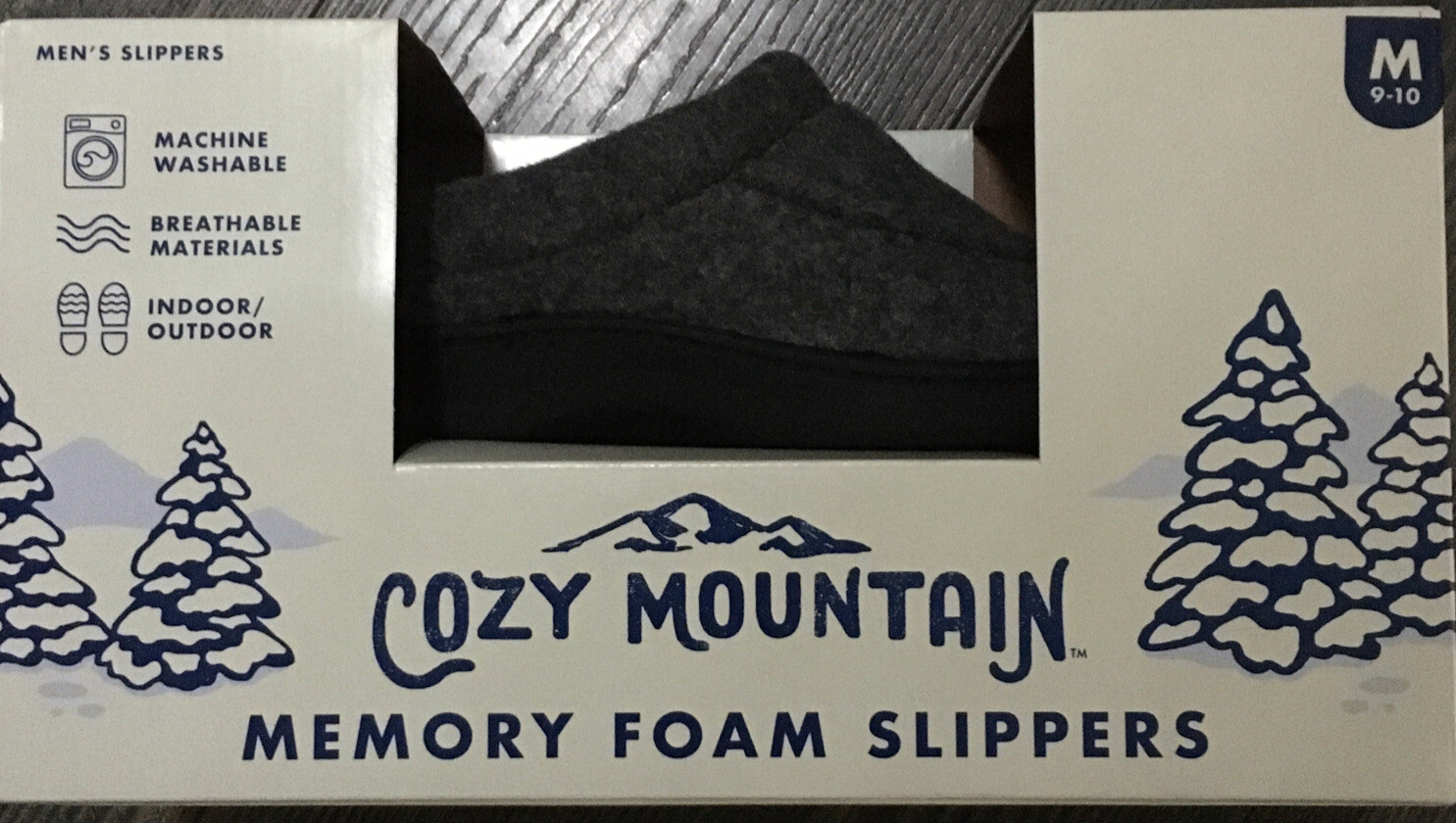 Cozy Mountain Memory Foam Slippers M 9-10