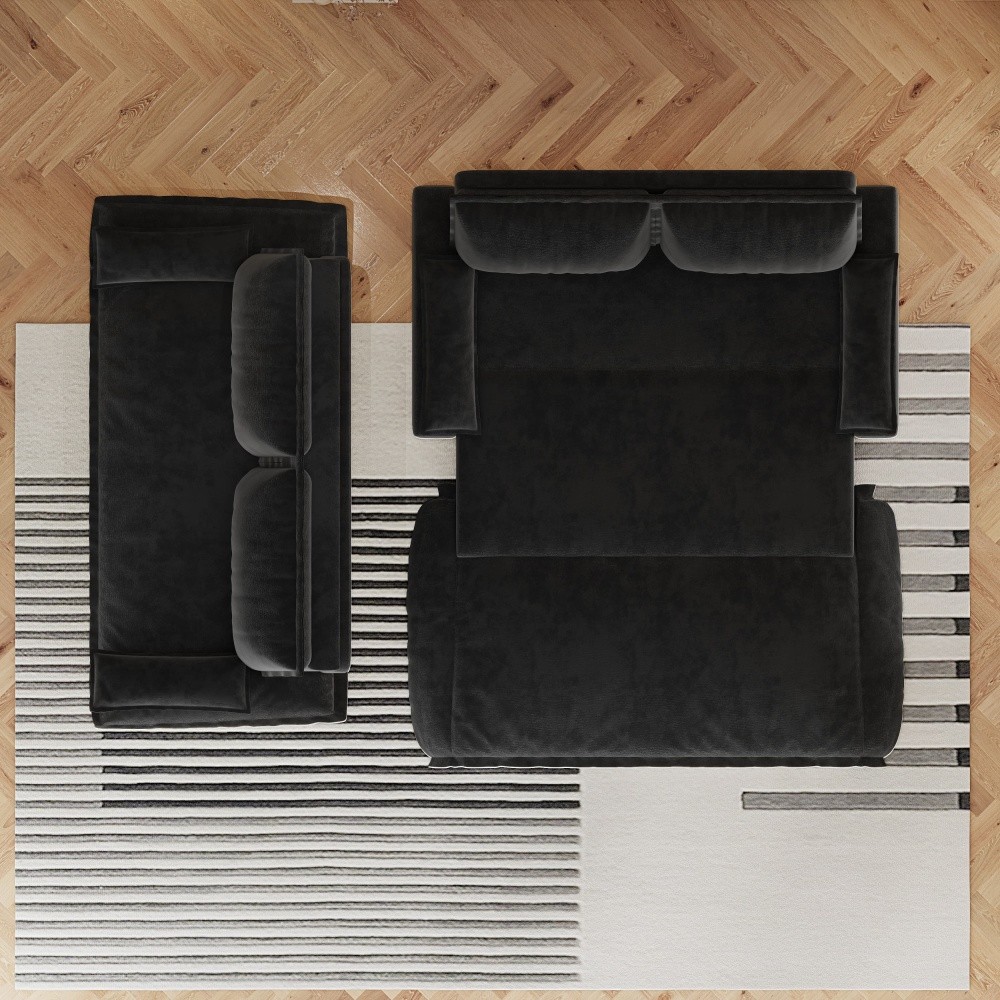 Queen Sofa Bed Pull Out Sleeper 3-in-1 Convertible Velvet Loveseat Black