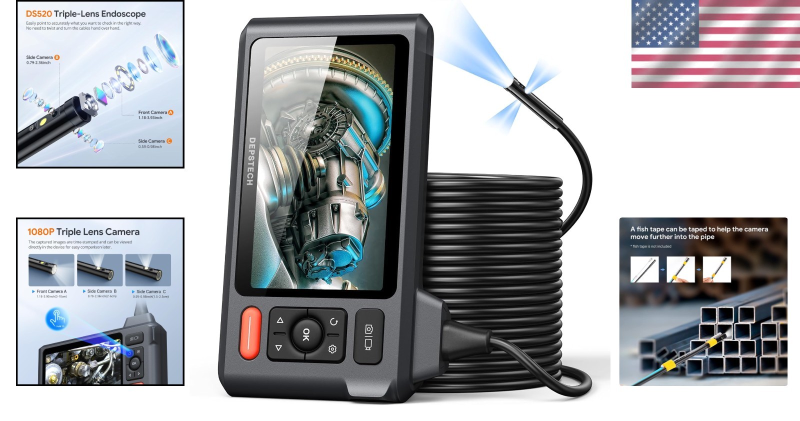 Drain Pipe Tool: 50FT Endoscope Camera, Carrying Case