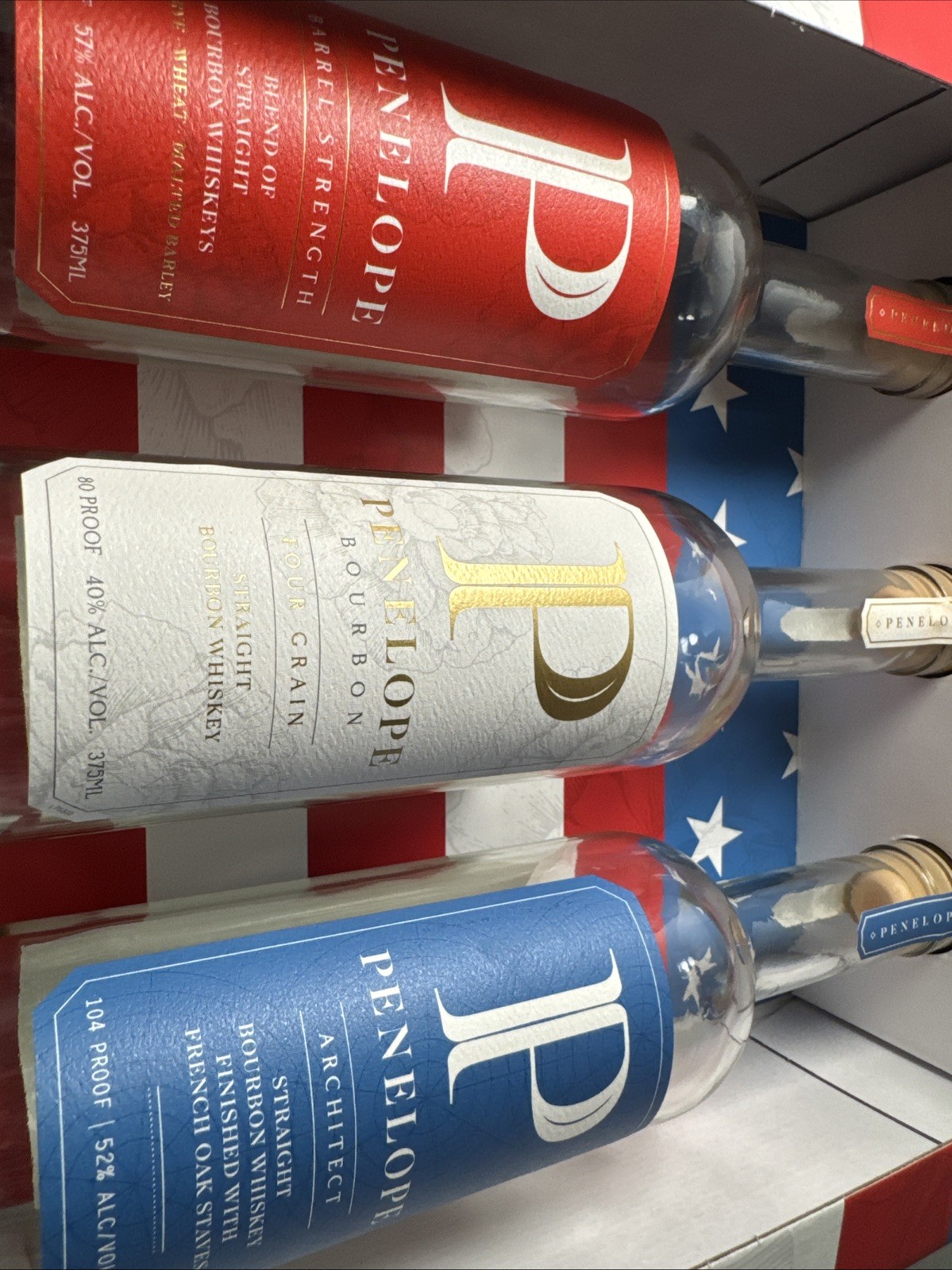Empty Penelope USA Celebration Pack Collection Whiskey Bottles Barrel Architect