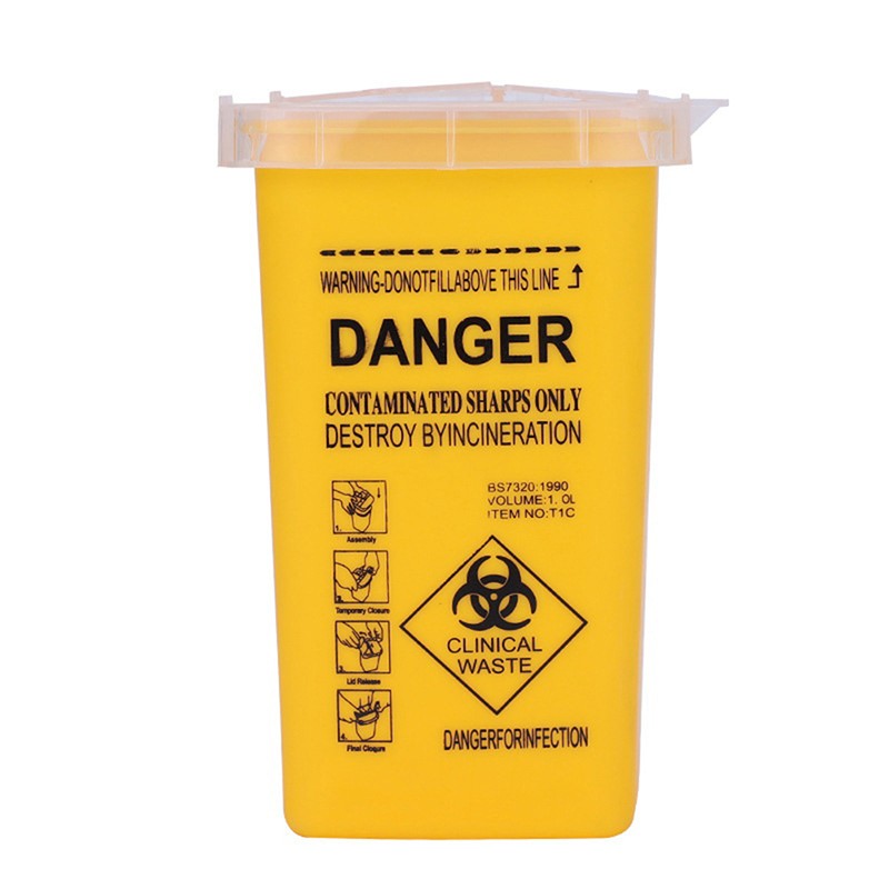 1L Plastic Sharp Container Waste Box Biohazard Tattoo Waste Needle Accessories