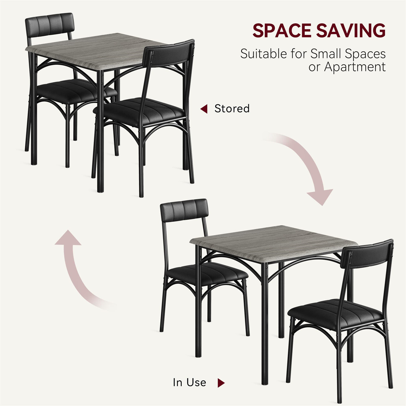 🔥3-Piece Kitchen Table and Upholstered Chairs Dining Table Set for Small Space