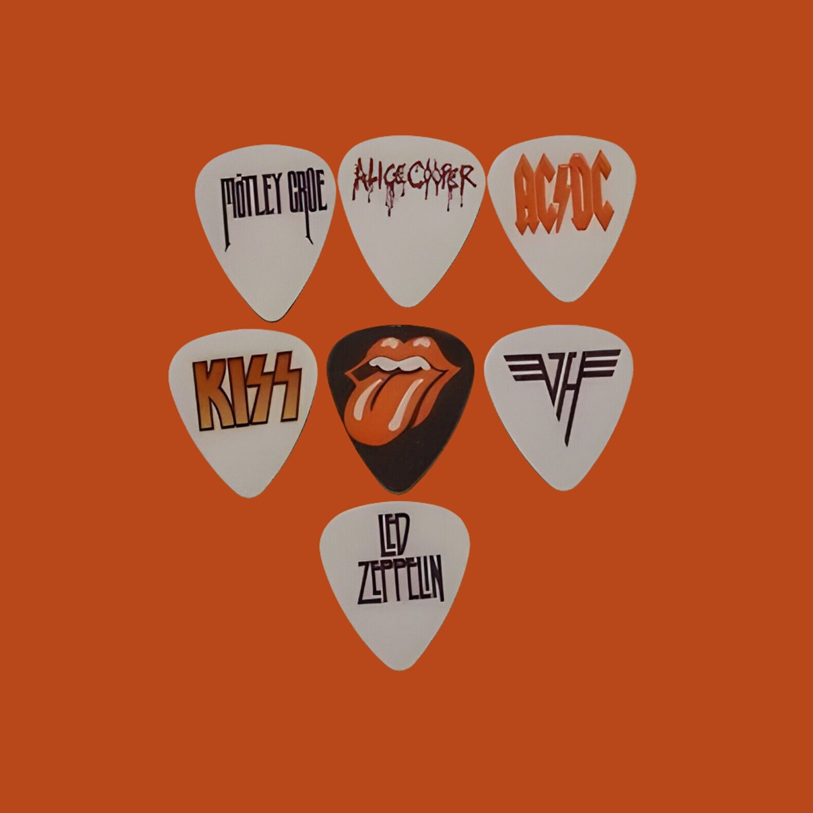 Rock band  SINGLE SIDED PICTURE GUITAR PICKS Set of 7