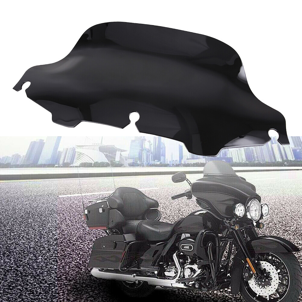 Black 8" Wave Windshield Windscreen For Harley Touring  FLHT FLHTC FLHX 96-13