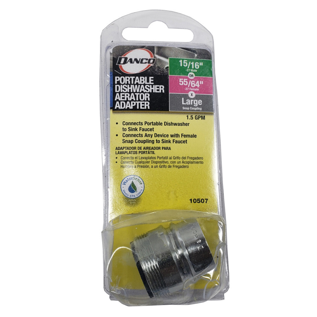 Danco Male Thread 15/16 in.-27 or 55/64 in. Chrome Dishwasher Adapter