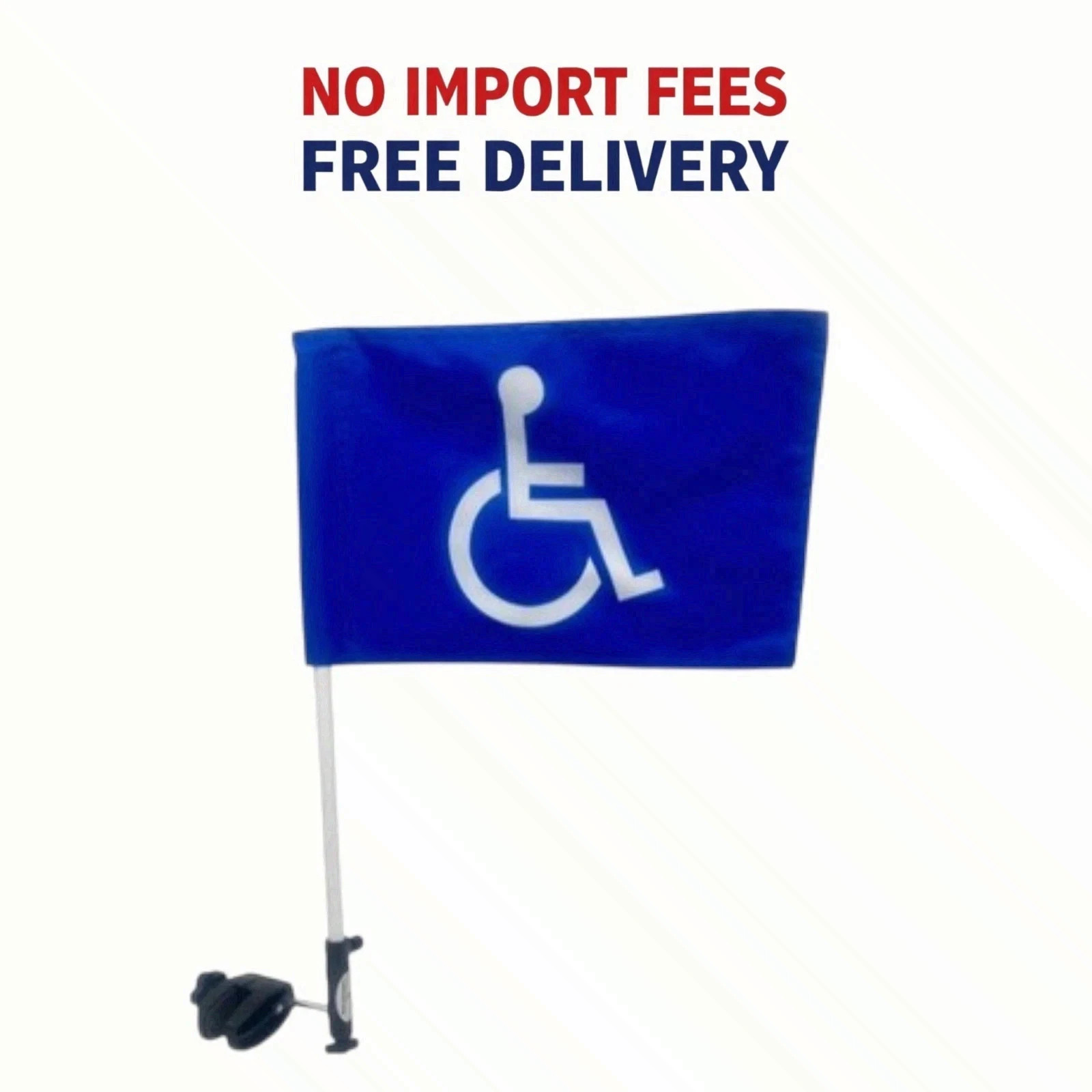 Handicap Flag for Golf Cart Universal Clamp 5/8"-1.75" Rust Free Made in USA
