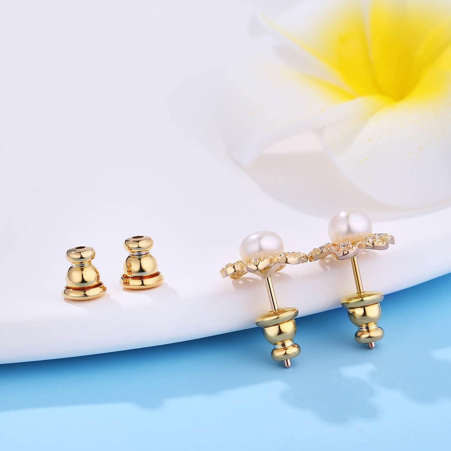Locking Earring Backs for Studs, Hypoallergenic 18K Gold Earring Backs Re
