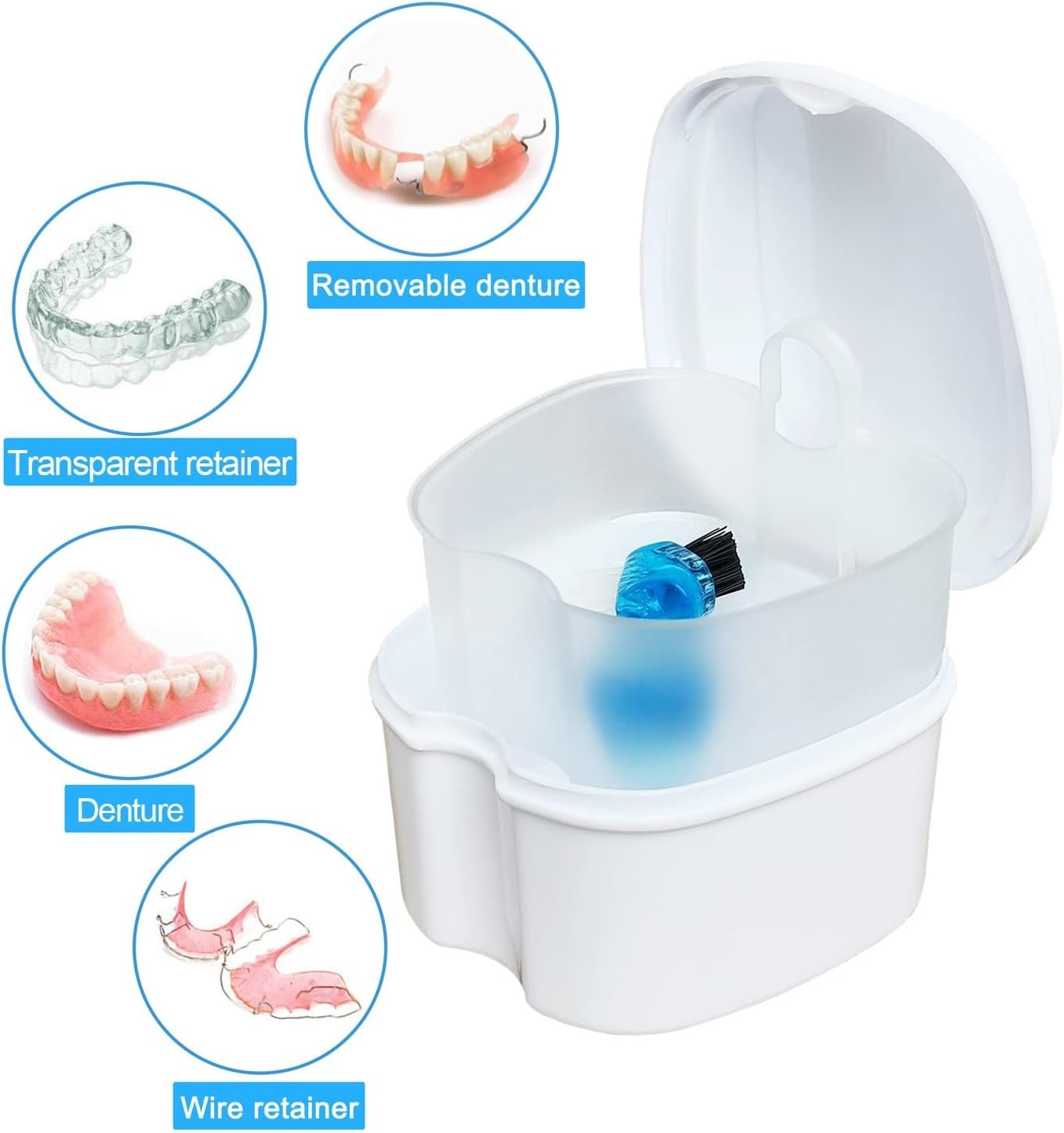 Durable Denture Soaking Container with Quick Dry Design - Hygienic & Portable