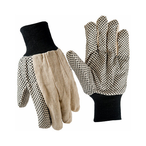 True Grip 9163-26 Work Gloves, Dotted Cotton Canvas, Men's L - Quantity 6