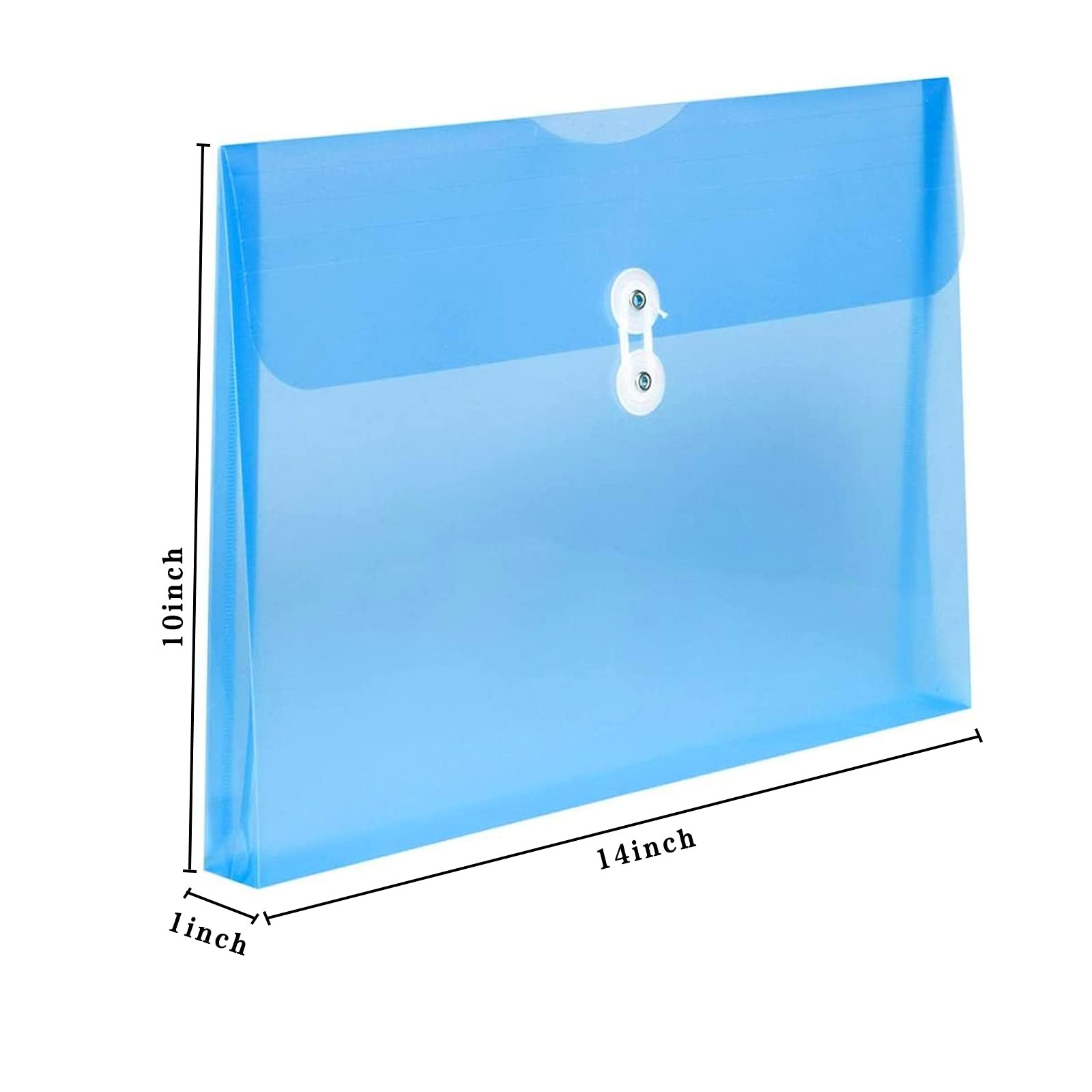 12 PCS Blue Plastic Envelopes String Closure Clear Side Loading Folder Legal