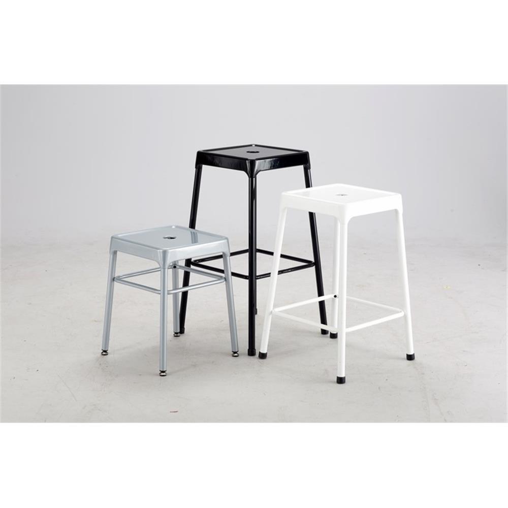 Safco Steel Backless Counter Stool in Glossy Black - 18" W x 25"H