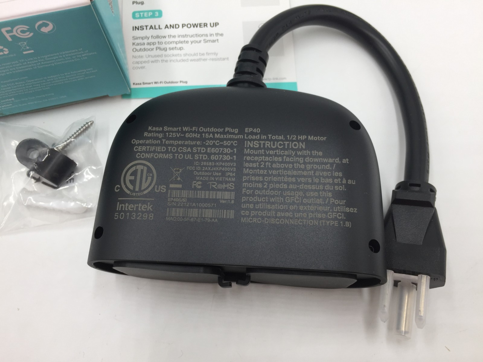 TP-LINK Kasa Smart WiFi Outdoor Plug,New Opened Packaging
