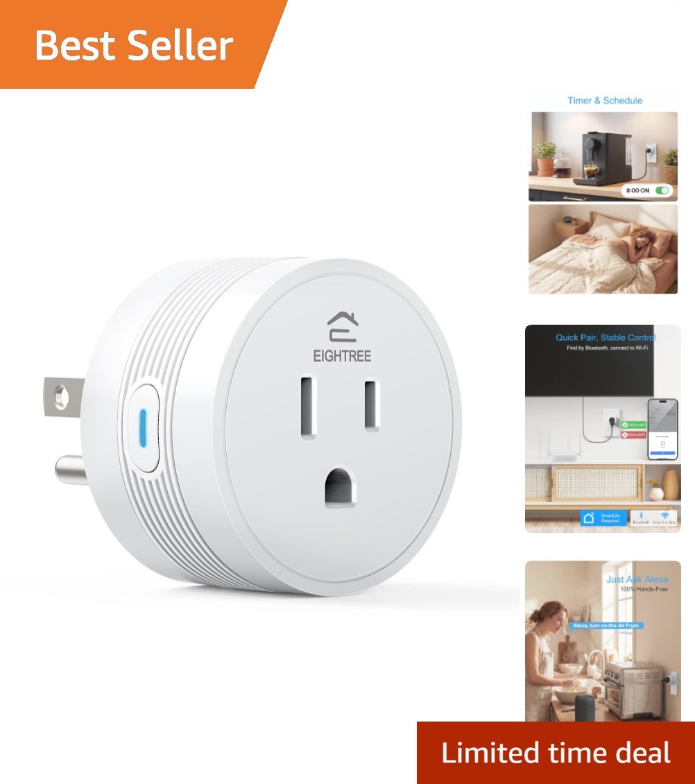 Smart Plug 2025 Upgrade to 15A, Bluetooth & Wi-Fi Outlet Plug Dual Connection...