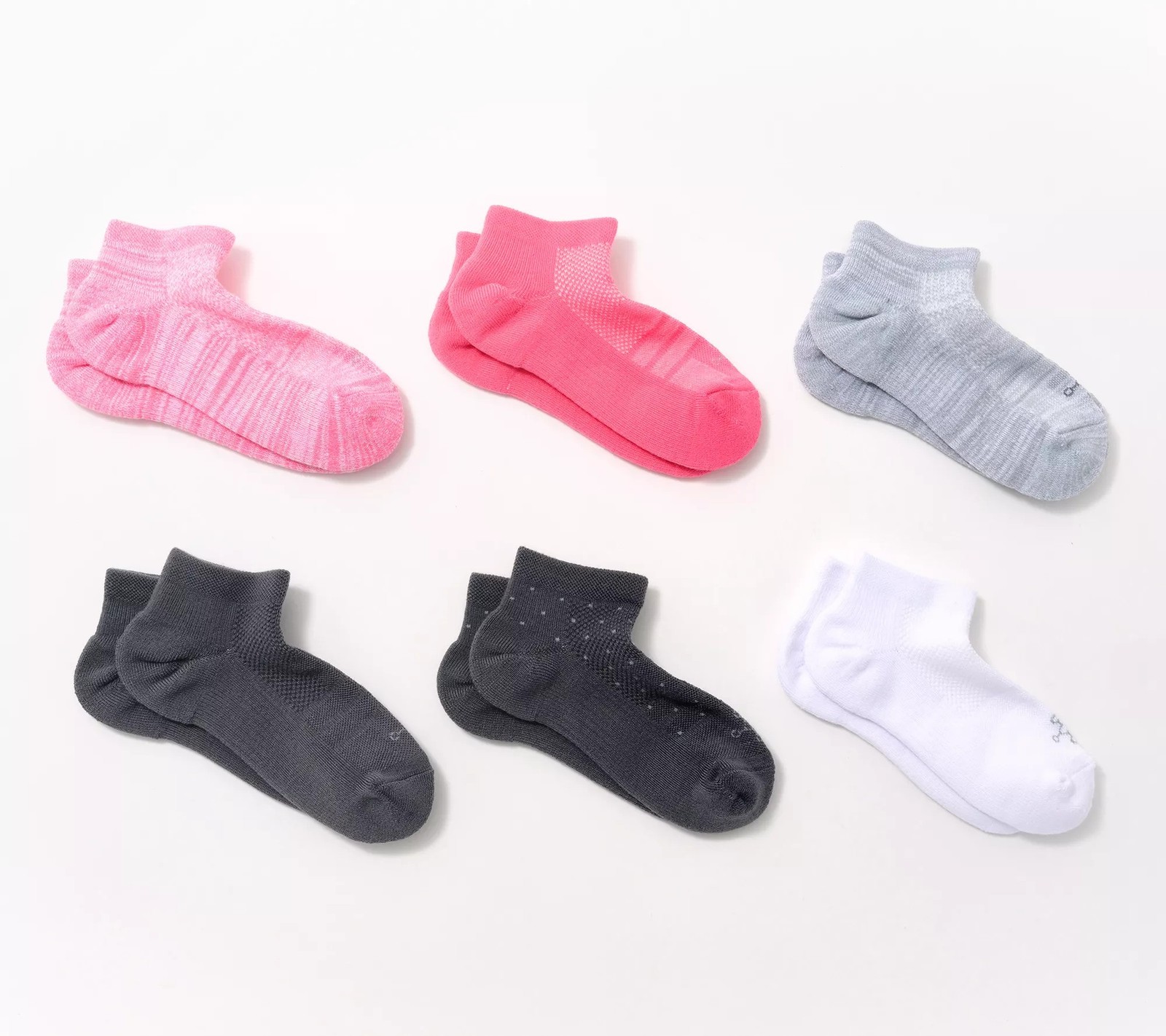 Tommie Copper 6 Pack SnugStay Ankle Compression Socks Pink Dot - Small