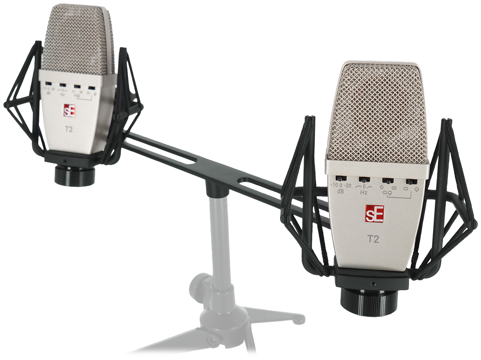 2) Se Electronics T2 Studio Recording Microphones w/Titanium Capsules+Mount+Case