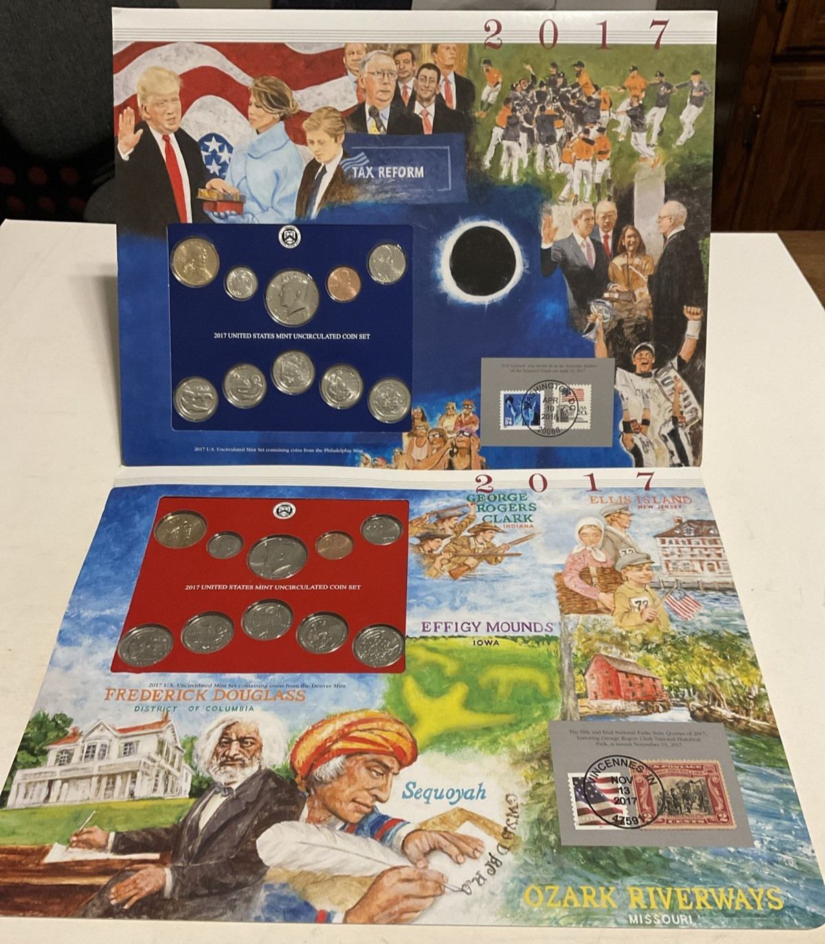 2017 P/D Uncirculated Mint Set Postal Commemorative Society Coin & Stamps