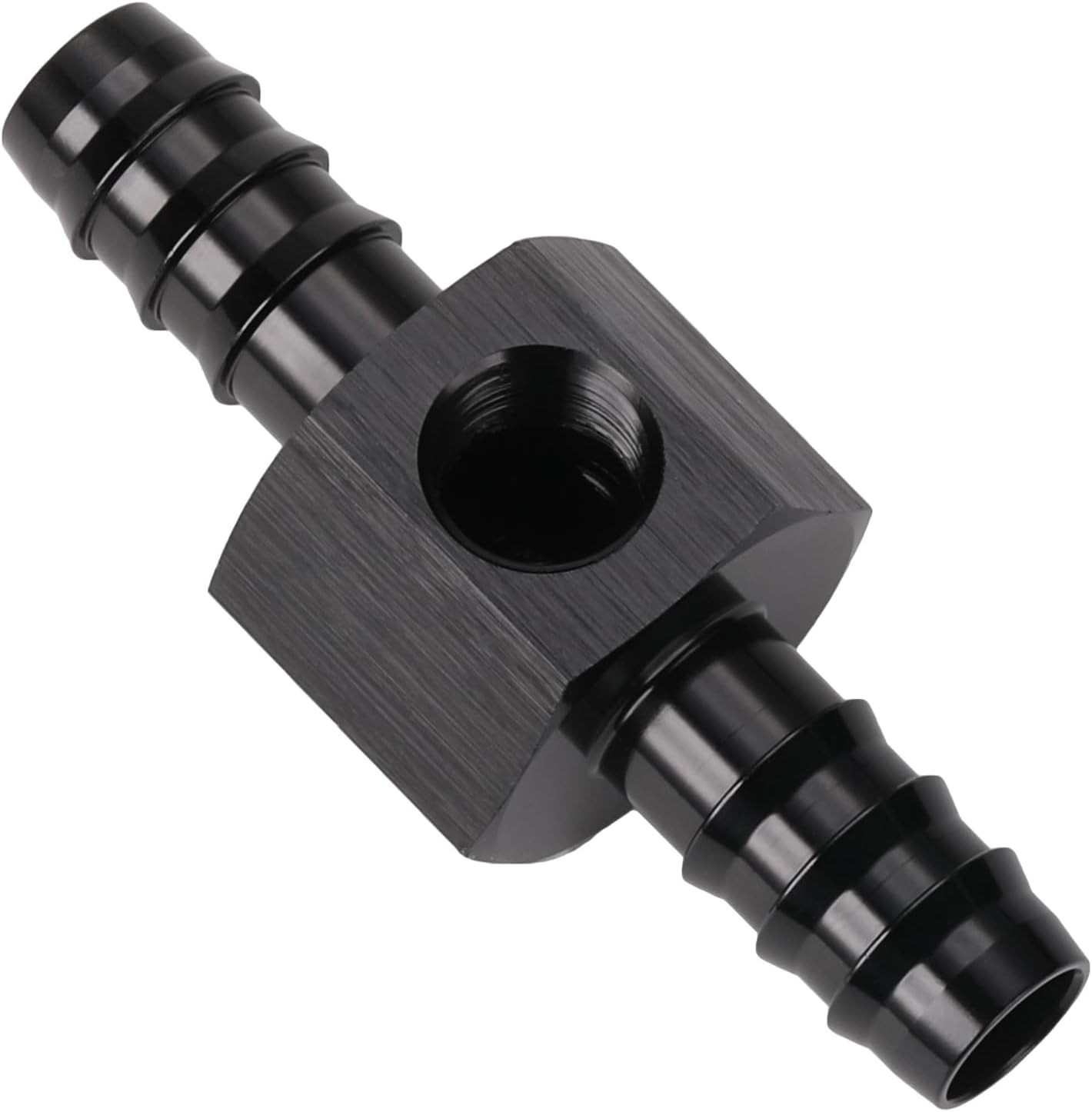 3/8" Hose Barb Inline Fuel Pressure Gauge Adapter with 1/8 NPT Port Aluminum