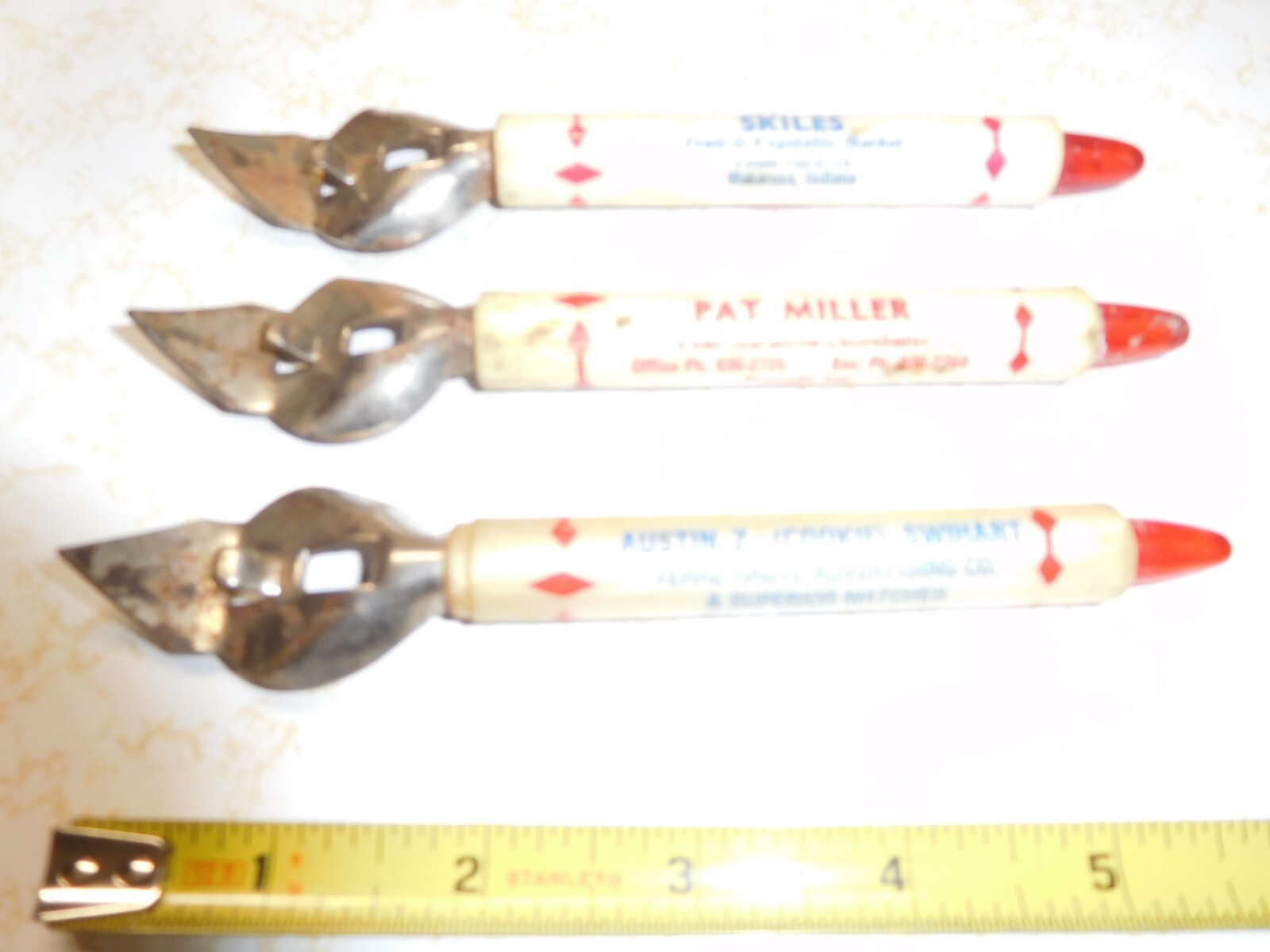 3 Vintage Indiana small Business Advertising Bottle/Can Openers Wakarusa,Goshen