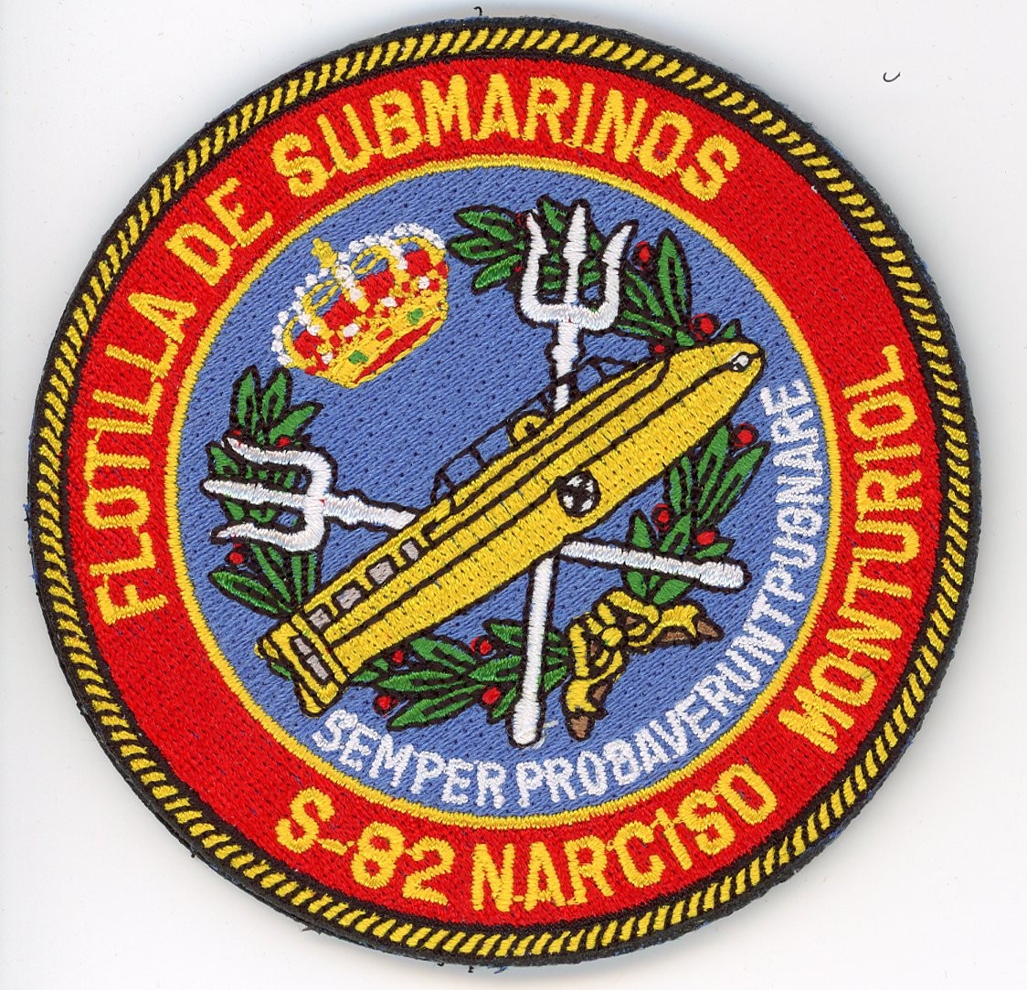 PATCH SPAIN NAVY SUBMARINE FLEET S-82 NARCISO MONTURIOL VEL BACK PARCHE