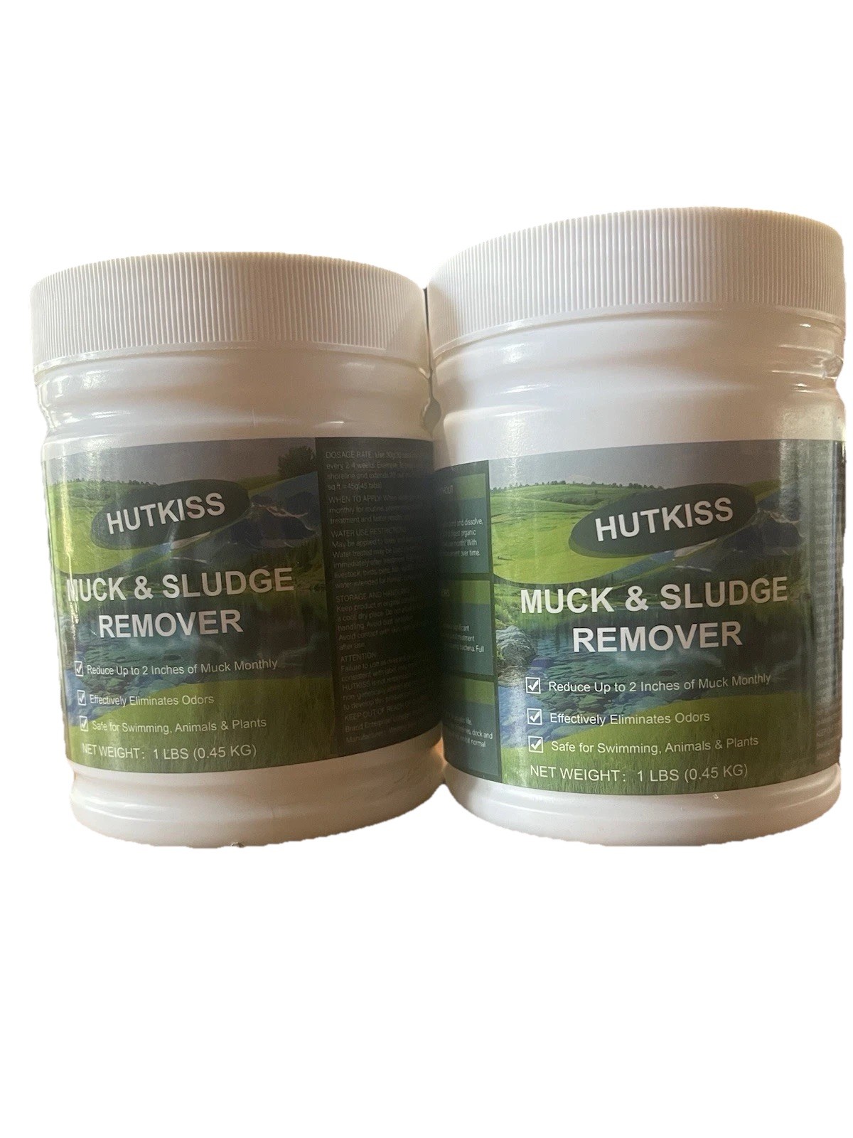 New Sealed Hutkiss for Ponds Muck & Sludge Remover 100% Natural 1 Lb Pack of 2
