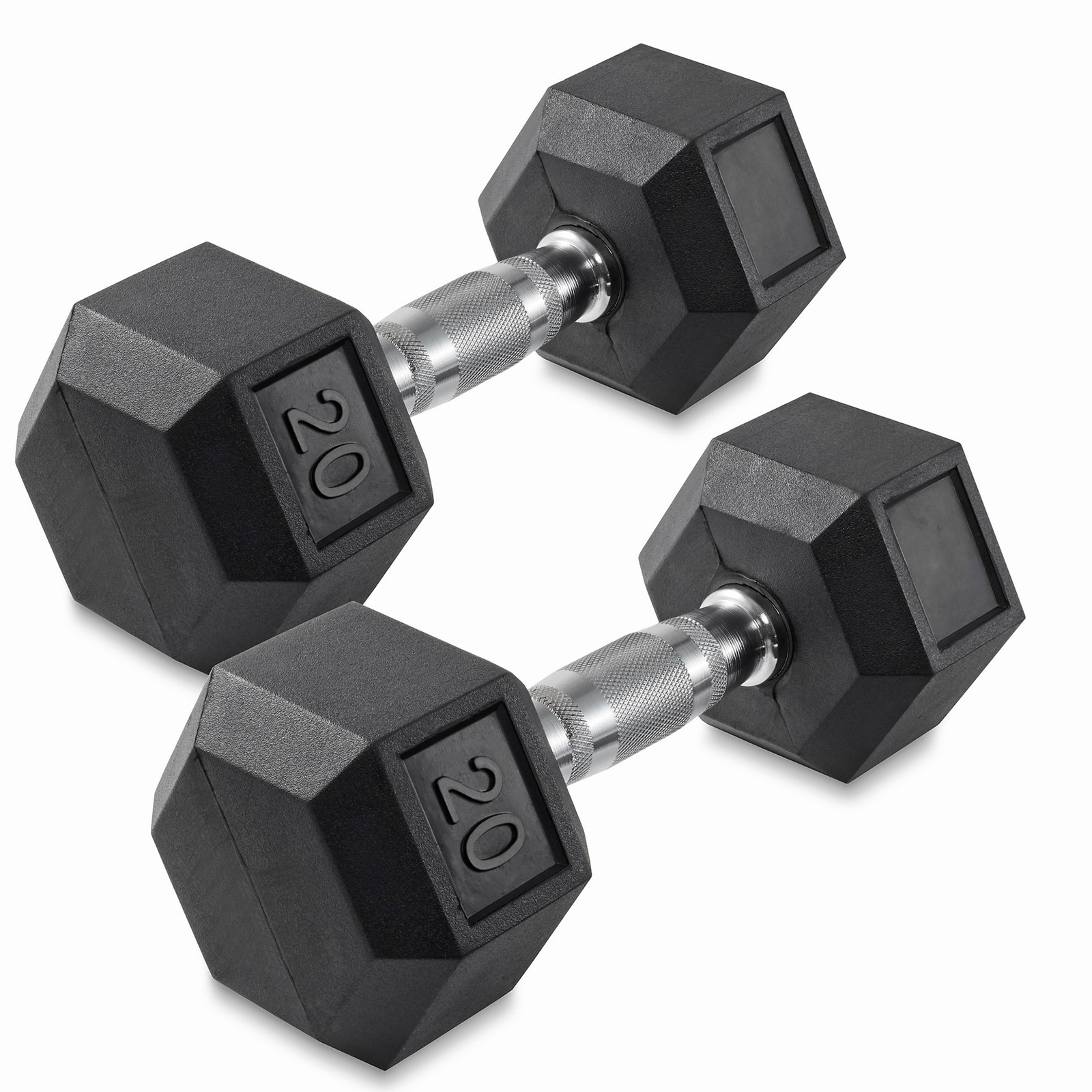 20 lb Pair Rubber Coated Hex Dumbbell Set, 40 Pounds Total