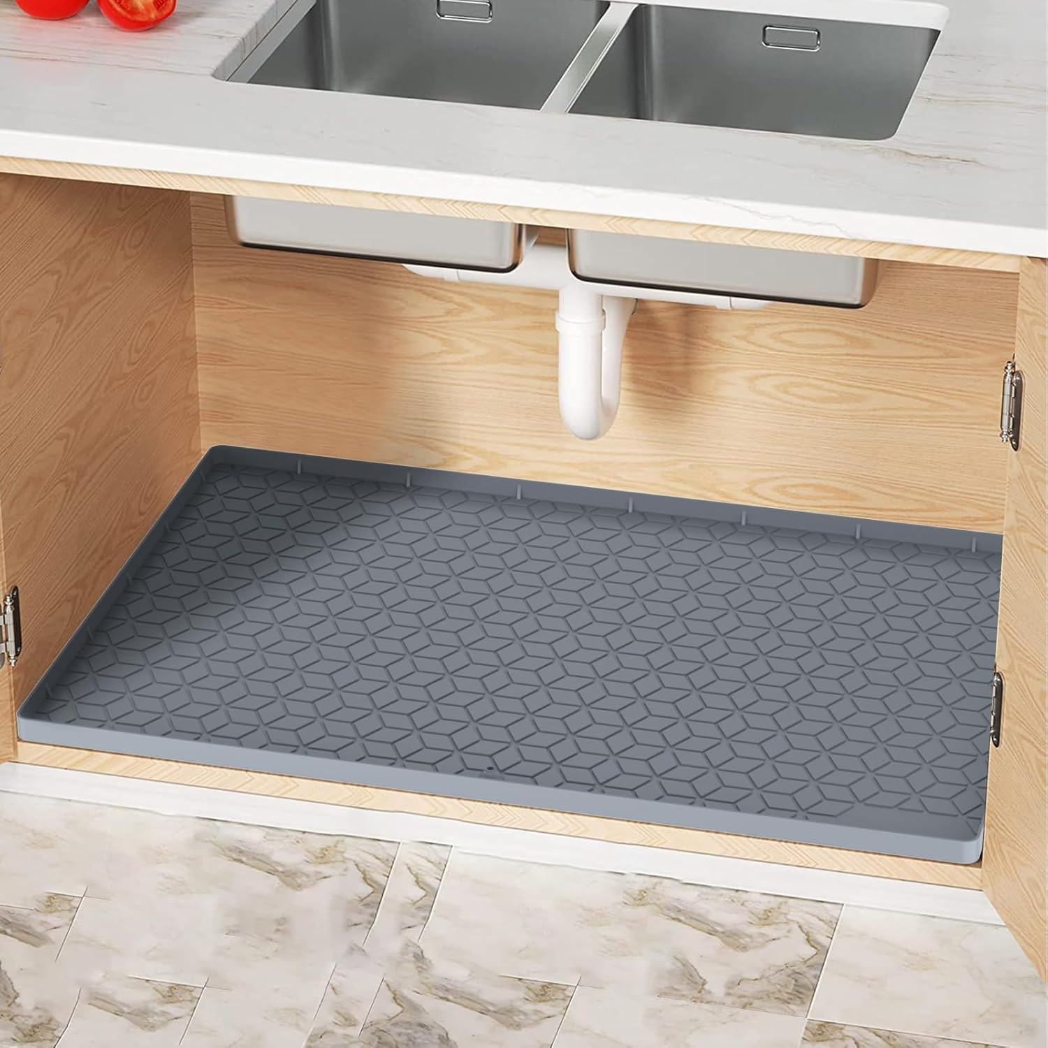 Under Sink Mats 14"X22" for Kitchen, Silicone Waterproof Liner, Sink Silicone Tr