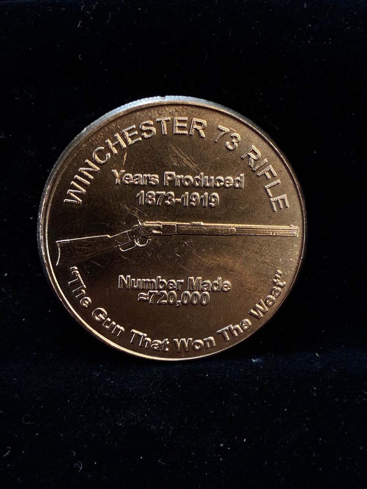 1 AVDP oz .999 Fine Copper Winchester 73 Rifle, BU "The Gun That Won The West"