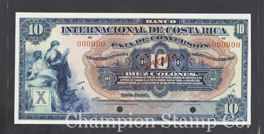 Costa Rica Banknote Specimen Catalog 186s