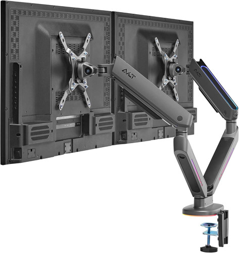 AVLT Dual 27”-43” RGB Gaming Monitor Arm Desk Mount Dark Gray-Dual-43"