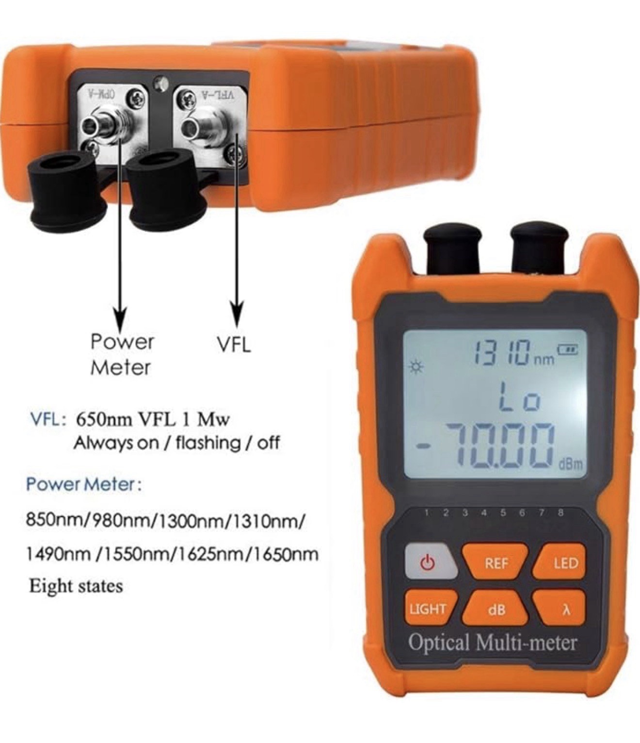 Fiber Optic Cable Tester Portable Optical Fiber Power Meter FC/SC/ST