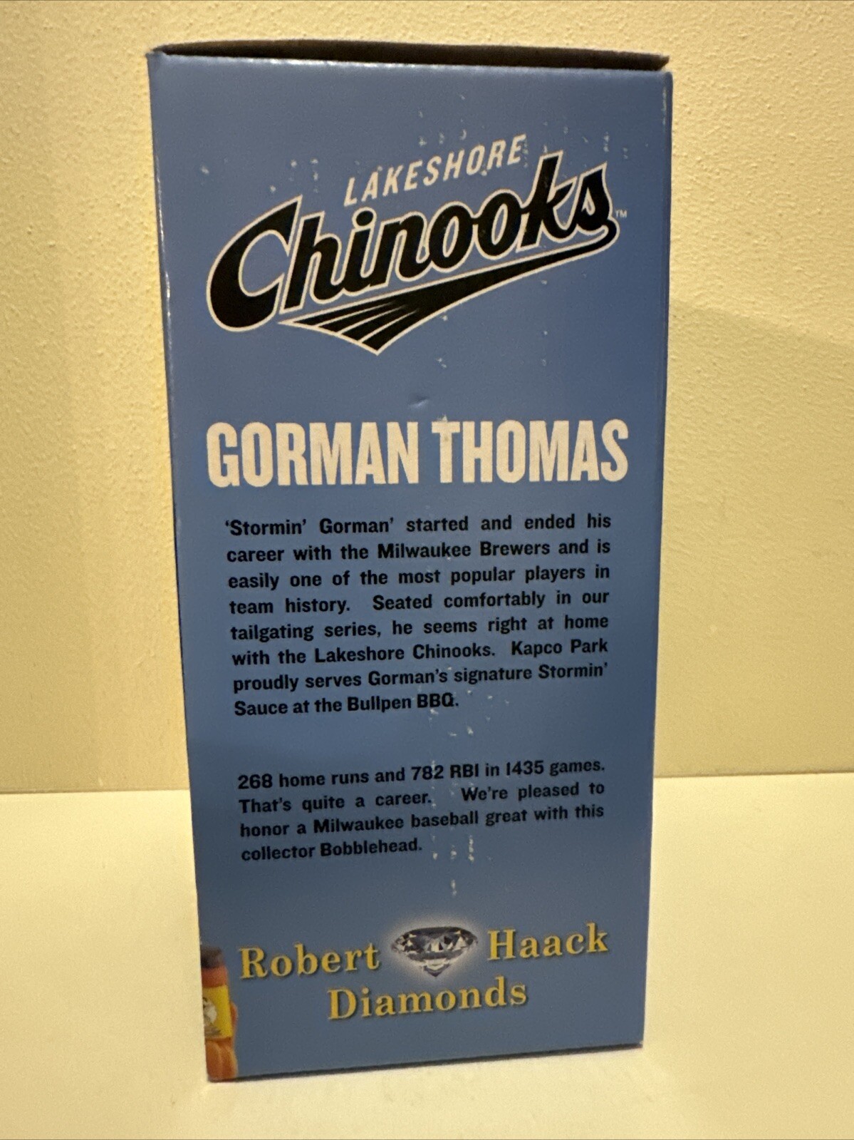 Gorman Thomas Bobblehead Lakeshore Chinooks 2017 New In Box Perfect Best Deal !!