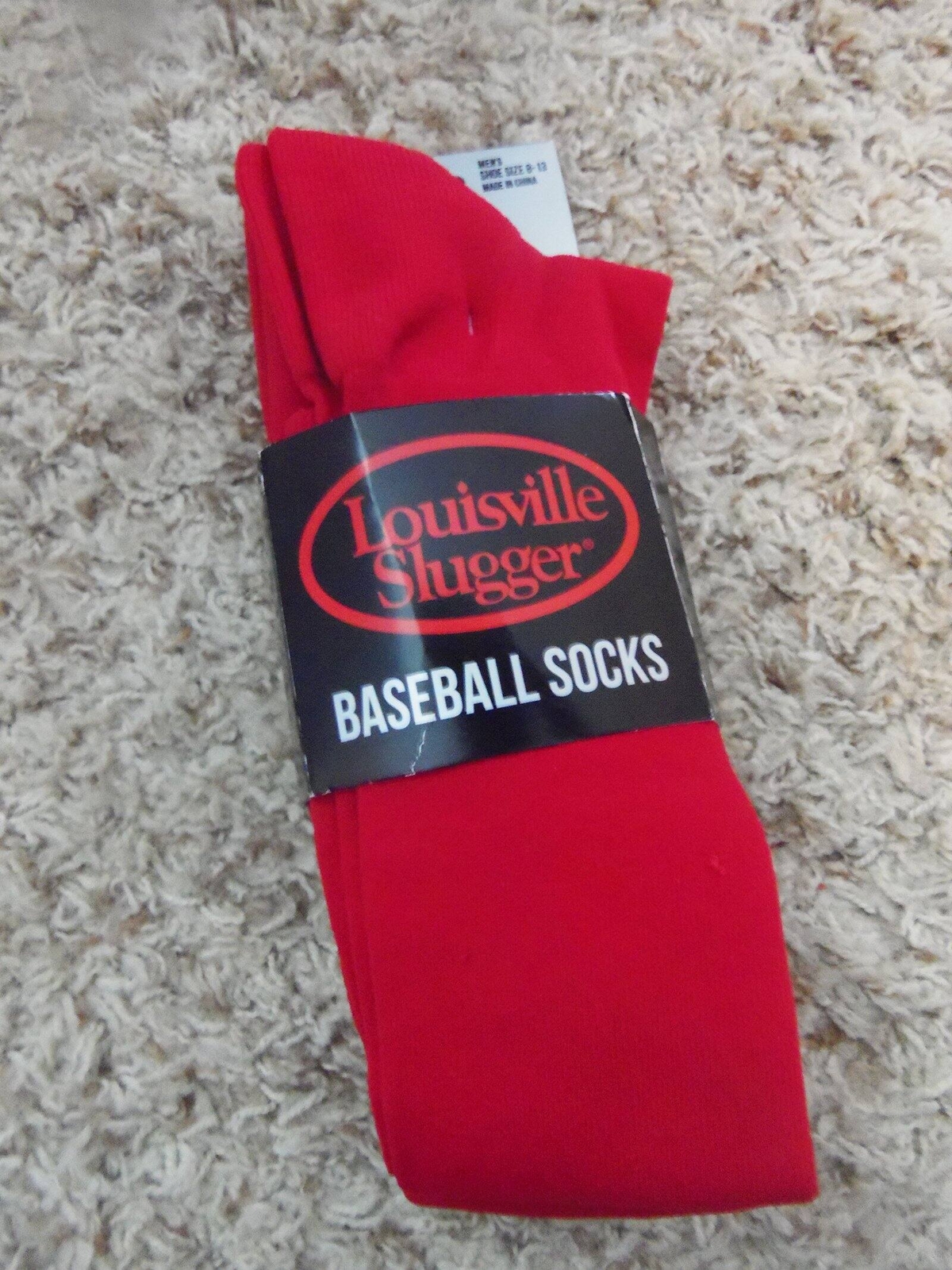 NIP Men's LOUISVILLE SLUGGER Red Baseball Socks 2 Pair 8-11 Size